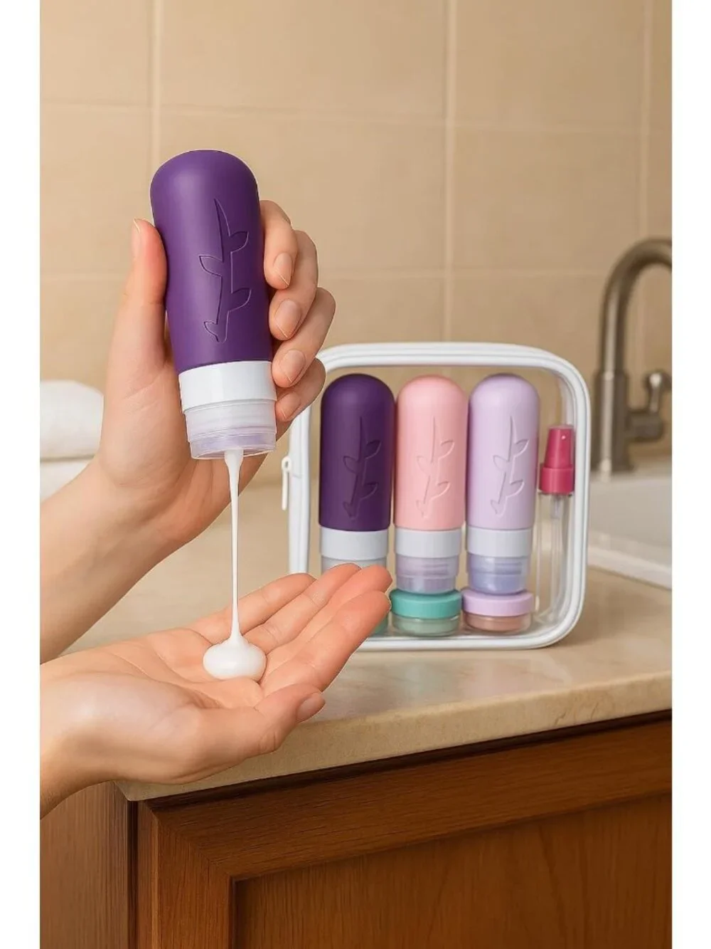 Leak Proof Silicone Travel Bottles - TSA Approved Toiletry Containers for